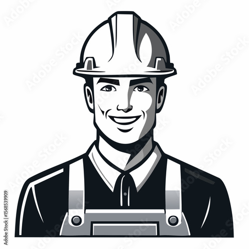 Handsome Construction Worker Image Vector. Stylized Construction Worker Image Illustrations.