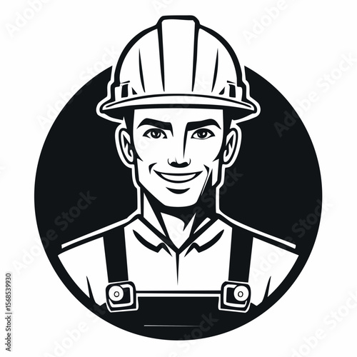 Handsome Construction Worker Image Vector. Stylized Construction Worker Image Illustrations.