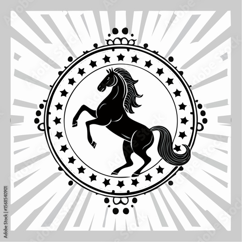 Black and white Knight Horse Vector. Knight Horse Logo Design Knight Horse Stock Vector.