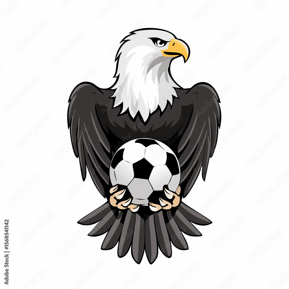 Fototapeta premium Eagle Soccer Image vector. Eagle Holding Soccer Ball Image Vector isolated on white Background.