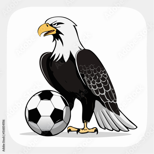 Eagle Soccer Image vector. Eagle Holding Soccer Ball Image Vector isolated on white Background.