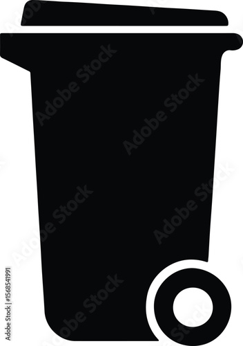 Silhouette trash can with lid and wheels Vector illustration