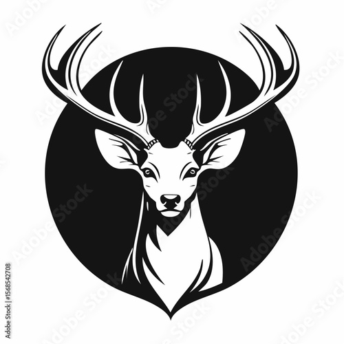 Majestic Whitetail Deer Buck Silhouette vector image isolated on white background.