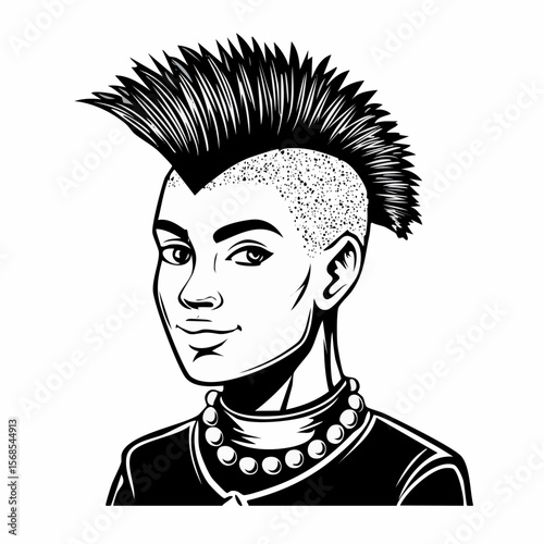 Punk Image vector. Punk Character Mohawk Image Illustration isolated on white background.