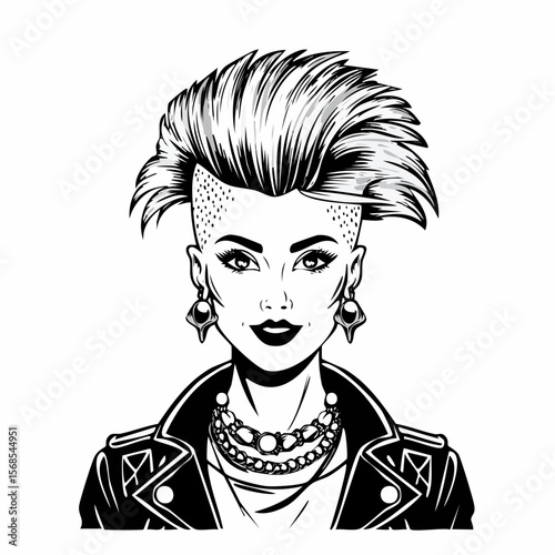 Punk Image vector. Punk Character Mohawk Image Illustration isolated on white background.