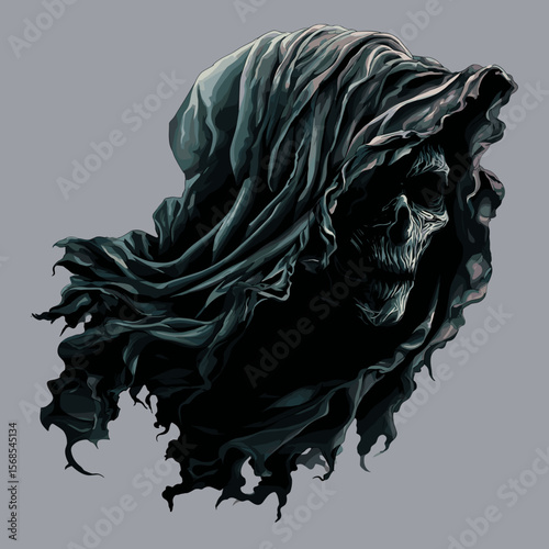 Vector Illustration Terrible death. Horror nightmare Concept
