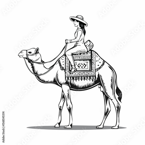Desert Traveler Camel Image Vector and Vector Art isolated on white background.