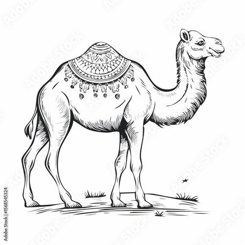 Desert Traveler Camel Image Vector and Vector Art isolated on white background.