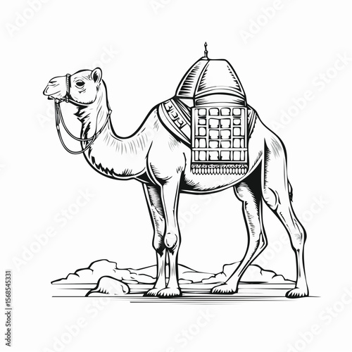 Desert Traveler Camel Image Vector and Vector Art isolated on white background.