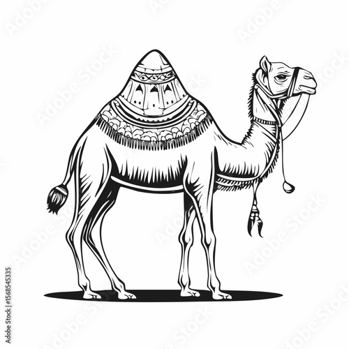 Desert Traveler Camel Image Vector and Vector Art isolated on white background.