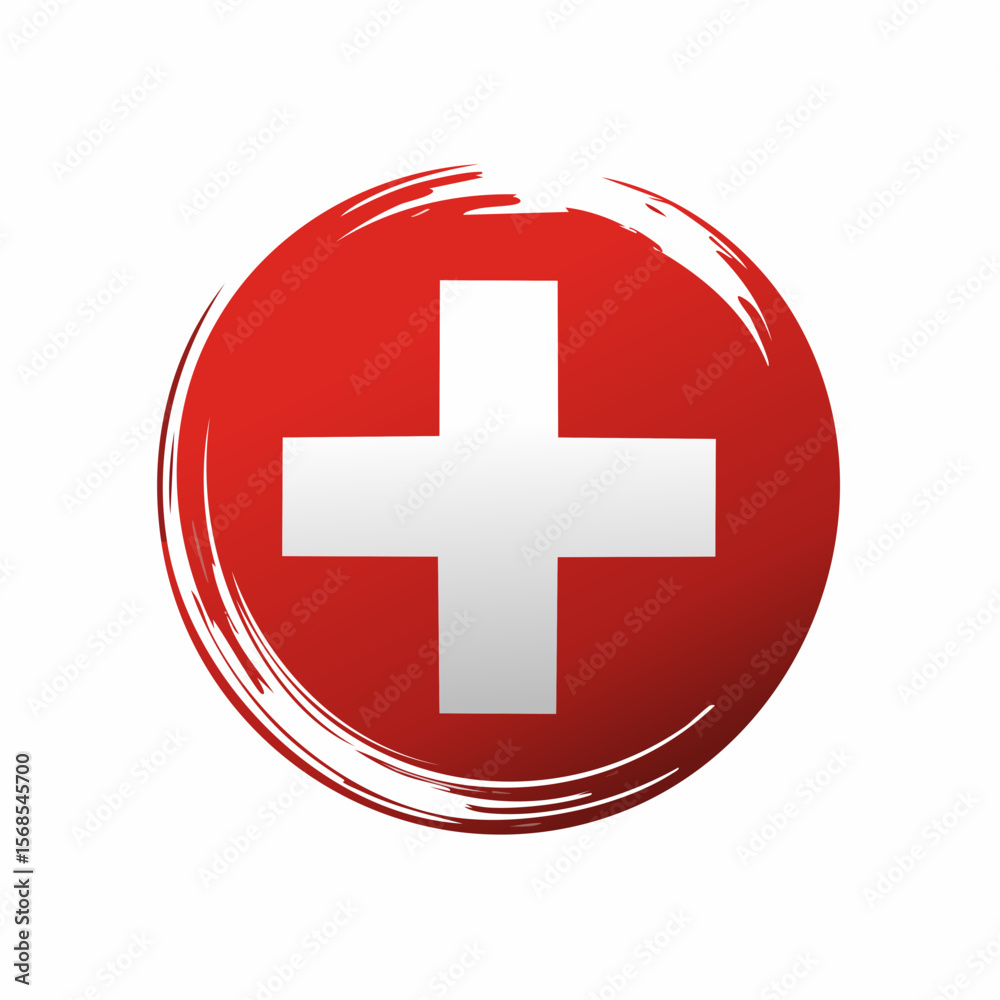 Fototapeta premium Swiss Flag Grunge Design Logo Vector isolated on white background.