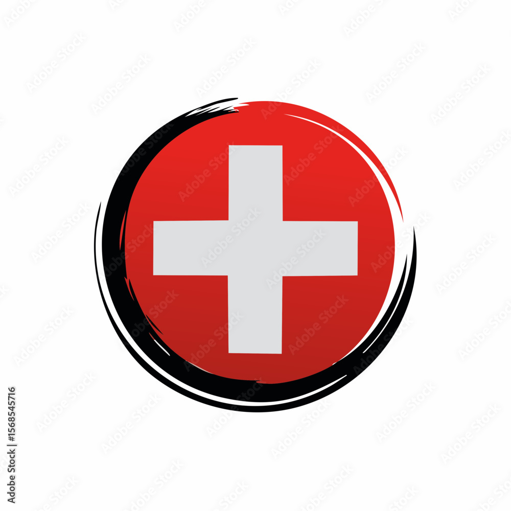 Obraz premium Swiss Flag Grunge Design Logo Vector isolated on white background.