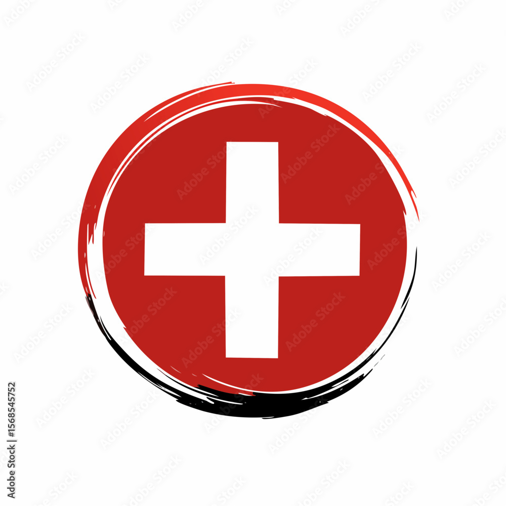 Obraz premium Swiss Flag Grunge Design Logo Vector isolated on white background.