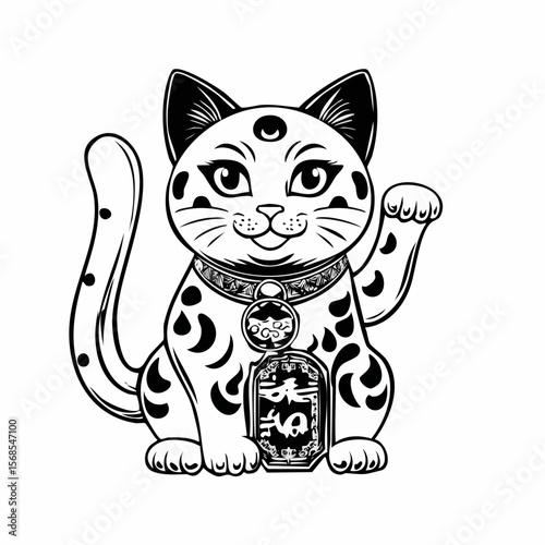 Chinese Lucky Cat Images Vector Isolated on white Background.