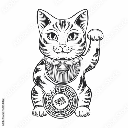 Chinese Lucky Cat Images Vector Isolated on white Background.