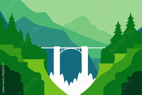 Multnomah Falls Cascading Down Mossy Cliffs With Forest
