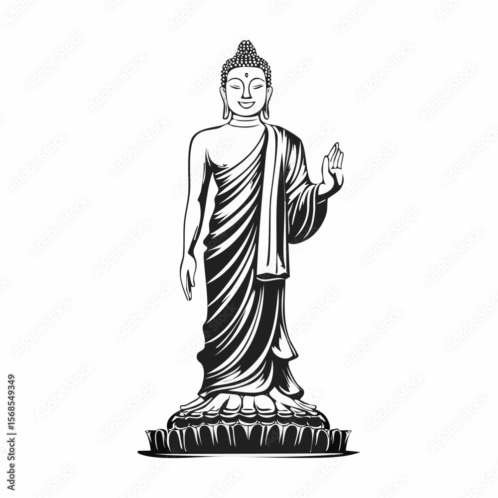 Obraz premium Buddha Standing Image vector. Buddha Standing Stock Illustration.