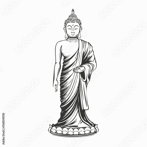 Buddha Standing Image vector. Buddha Standing Stock Illustration.