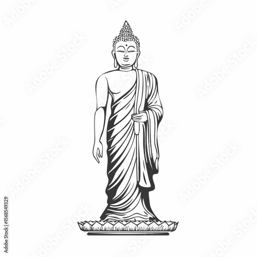 Buddha Standing Image vector. Buddha Standing Stock Illustration.