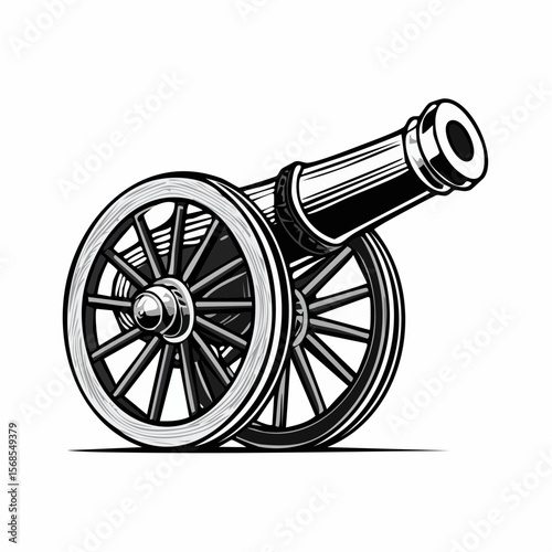 Cannon Vector Images. Ancient Cannon Vector Image on white Background.