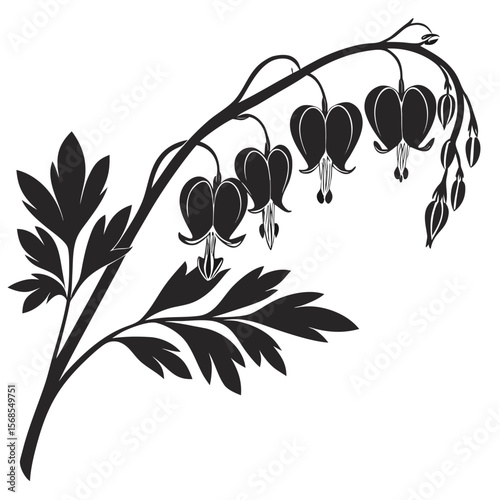 black and white bleeding heart