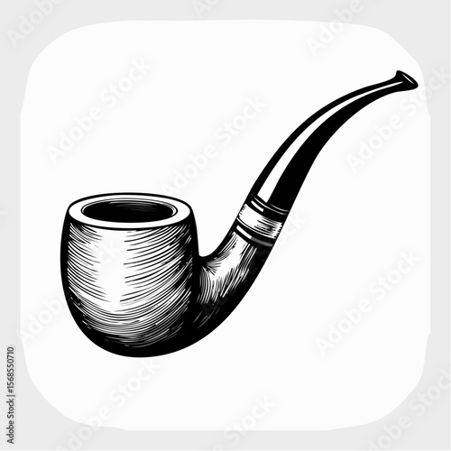 Smoking Pipe Images vector. Durable Wooden Wood Smoking Pipe Tobacco Cigarettes vector.