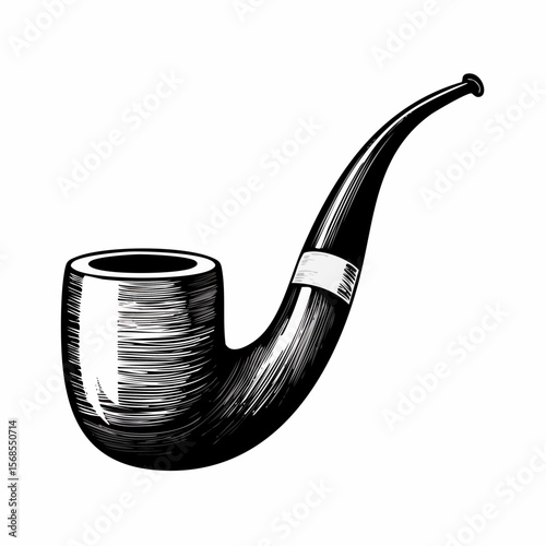 Smoking Pipe Images vector. Durable Wooden Wood Smoking Pipe Tobacco Cigarettes vector.