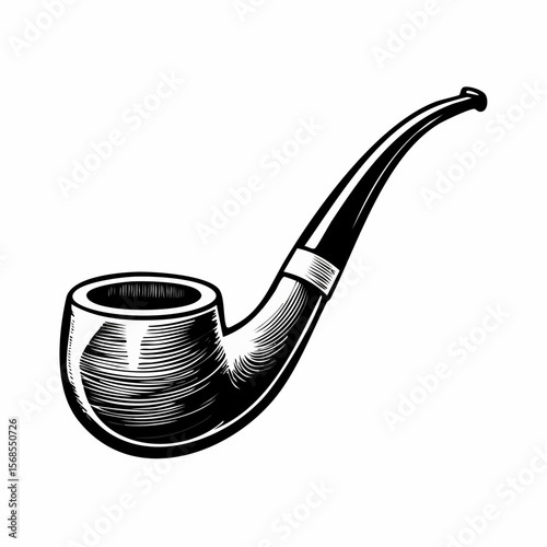 Smoking Pipe Images vector. Durable Wooden Wood Smoking Pipe Tobacco Cigarettes vector.