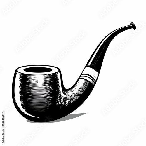 Smoking Pipe Images vector. Durable Wooden Wood Smoking Pipe Tobacco Cigarettes vector.