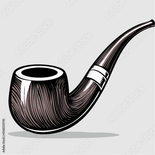 Smoking Pipe Images vector. Durable Wooden Wood Smoking Pipe Tobacco Cigarettes vector.