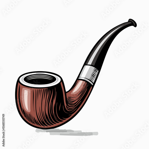 Smoking Pipe Images vector. Durable Wooden Wood Smoking Pipe Tobacco Cigarettes vector.