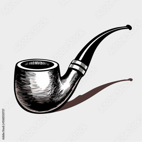 Smoking Pipe Images vector. Durable Wooden Wood Smoking Pipe Tobacco Cigarettes vector.