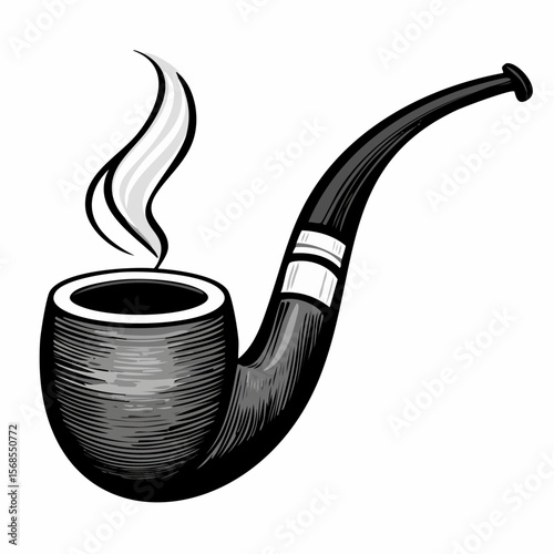 Smoking Pipe Images vector. Durable Wooden Wood Smoking Pipe Tobacco Cigarettes vector.