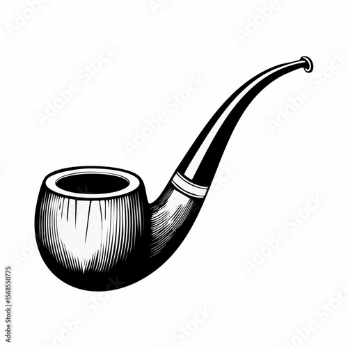 Smoking Pipe Images vector. Durable Wooden Wood Smoking Pipe Tobacco Cigarettes vector.