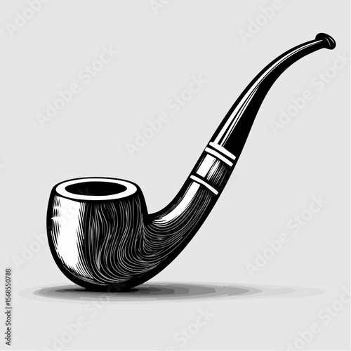 Smoking Pipe Images vector. Durable Wooden Wood Smoking Pipe Tobacco Cigarettes vector.