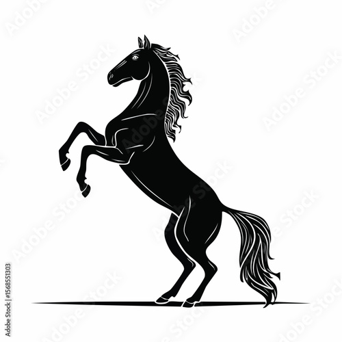 Horse Stand On Hind Legs On Image vector isolated on White Background.