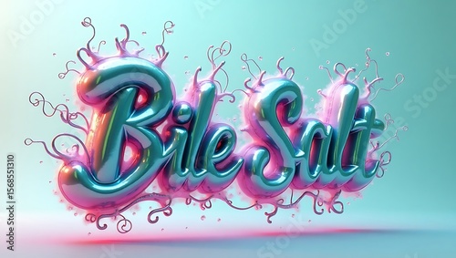 Creative lettering showcasing bile salt with colorful effects in a soft light setting
