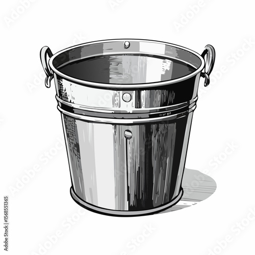Rustic metal bucket Image Vector isolated on white background