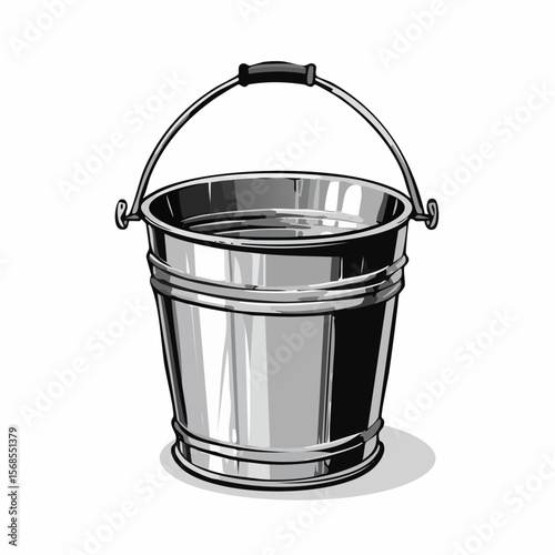 Rustic metal bucket Image Vector isolated on white background