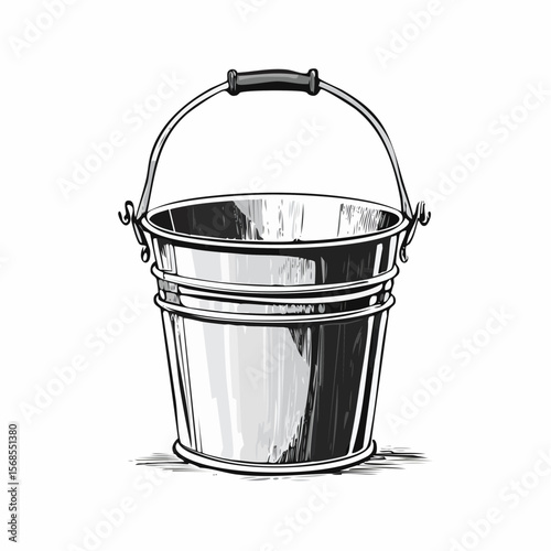 Rustic metal bucket Image Vector isolated on white background