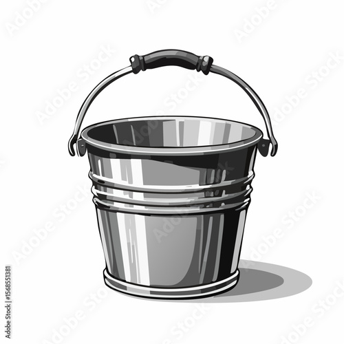 Rustic metal bucket Image Vector isolated on white background