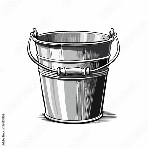 Rustic metal bucket Image Vector isolated on white background