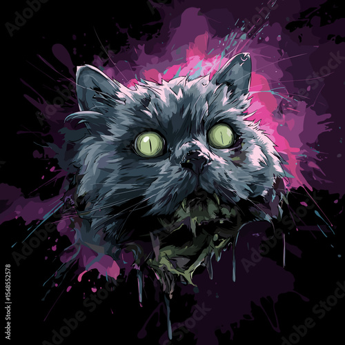 Zombie Cat Vector Illustration