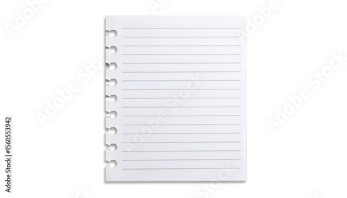 Blank lined paper sheet with binder holes on the left