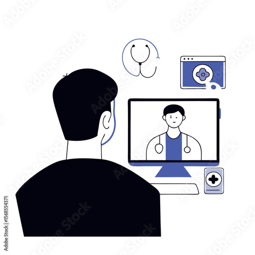 Patient consults with doctor online via video call for medical advice