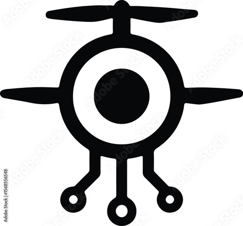 Silhouette futuristic drone technology black and white vector Illustrator