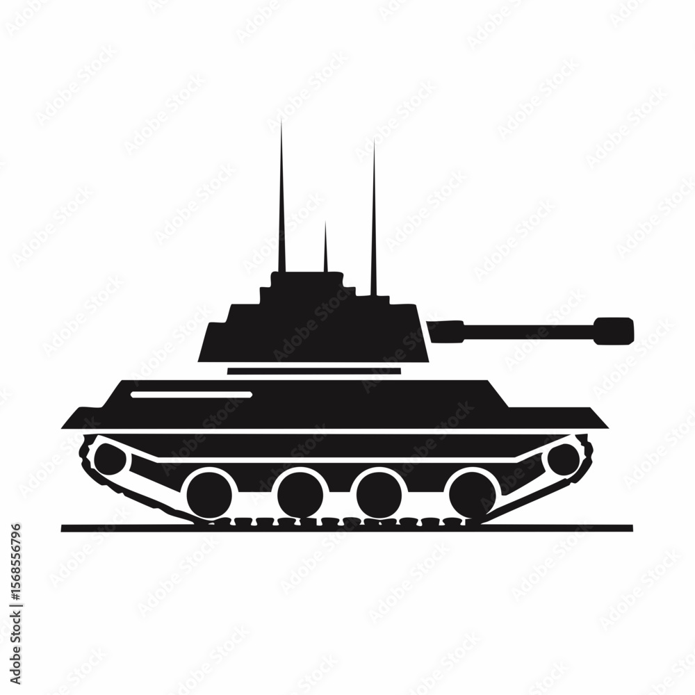 Fototapeta premium War Tank Vector. Black and white War Tank Vector Image isolated on white background.