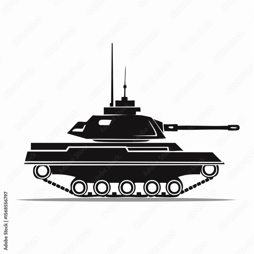 Fototapeta premium War Tank Vector. Black and white War Tank Vector Image isolated on white background.