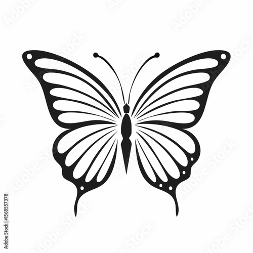 Butterfly Ribbon Silhouette Vector Art, Icons, and Graphics on white background.