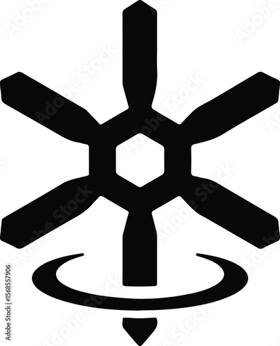 Silhouette molecule structure with spinning electron orbit vector Illustrator